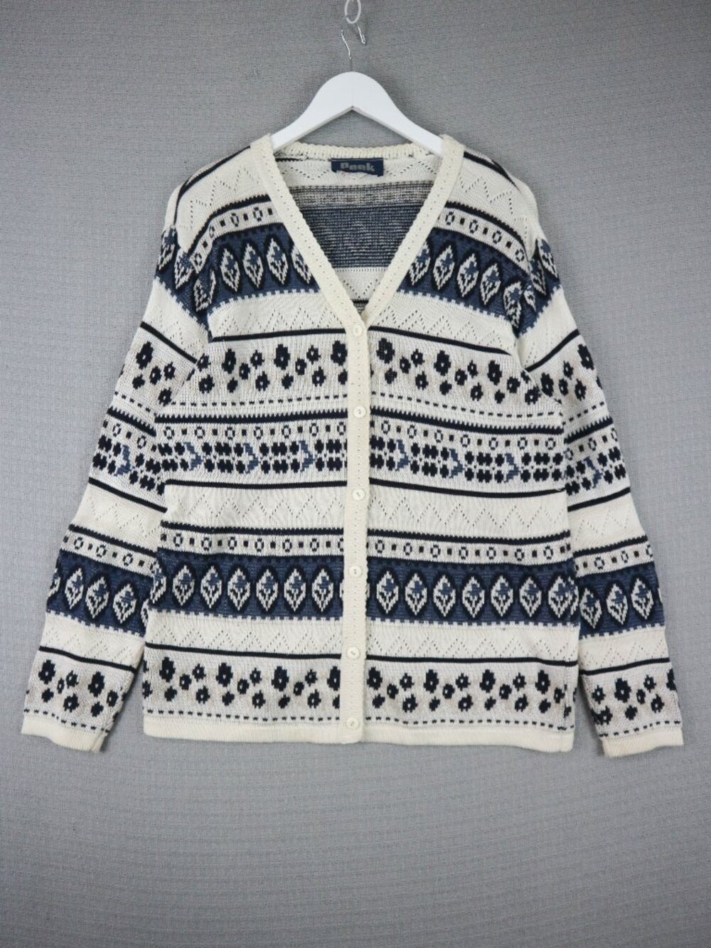 Peek Vintage Knit Cardigan Button Down Made in Canada 1990s Womens Large